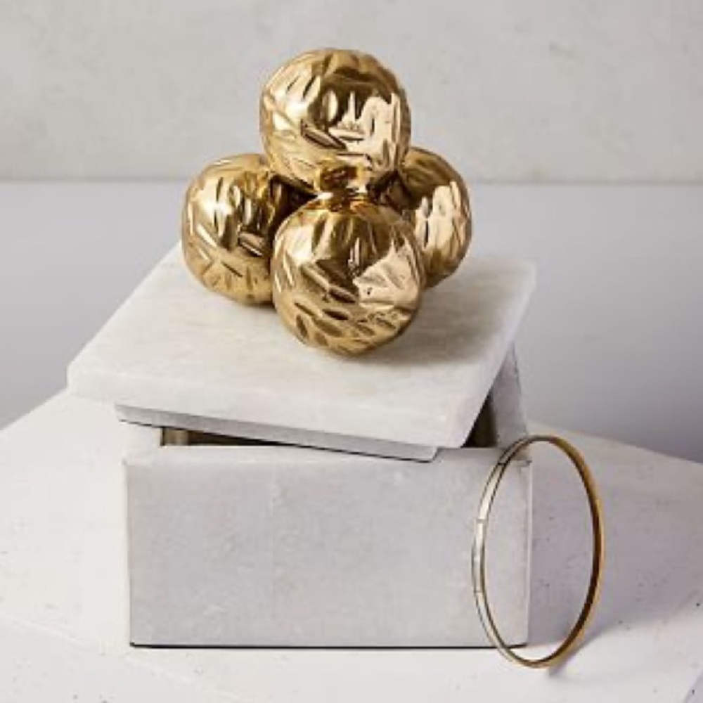 NEW ⚡️ EDUARDO GARZA Marble Box with Brass Orbs  Lid